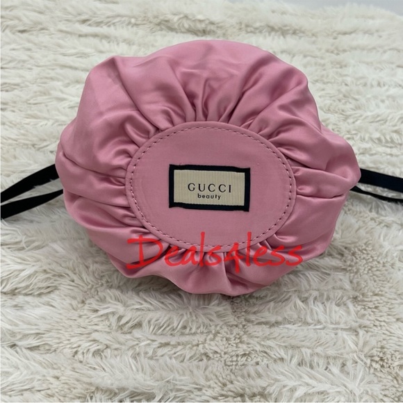 Gucci Pouch Drawstring Bag Cosmetic Pouch Travel Case Purse Lined Floral NEW - Picture 6 of 12